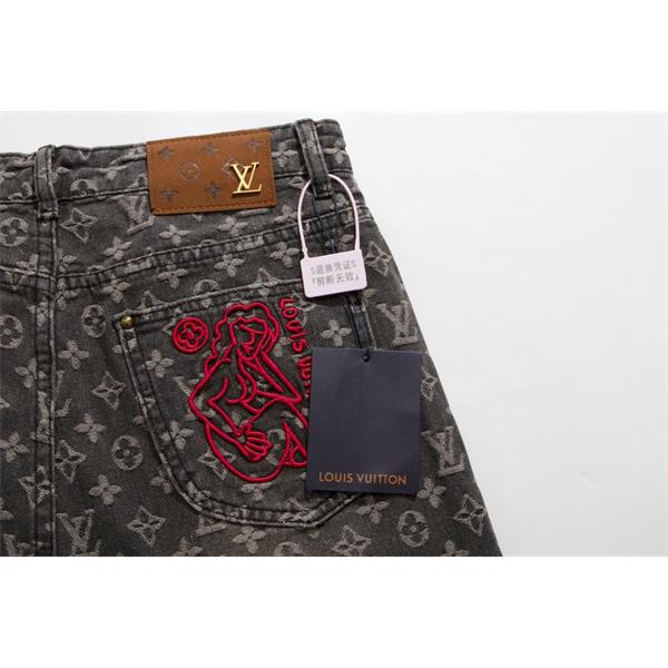 入手困難 上質 モノグラム プリント LOUIS VUITTON ルイヴィトン コピー デニムパンツ