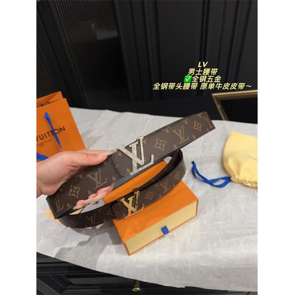 ルイヴィトン激安メンズ定番LVバックルレザーベルト全鋼金具仕様牛革仕立てオンオフ兼用万能モデル