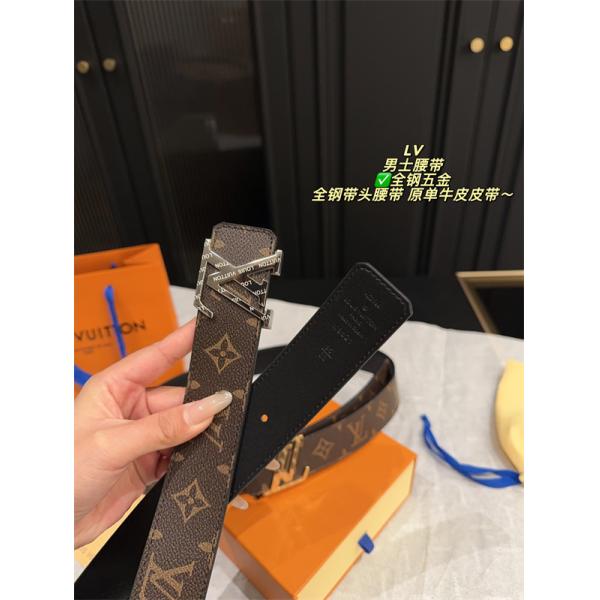 ルイヴィトン激安メンズ定番LVバックルレザーベルト全鋼金具仕様牛革仕立てオンオフ兼用万能モデル