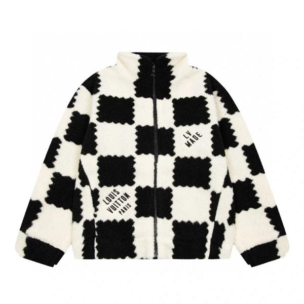 LOUIS VUITTON ルイヴィトン コピー 話題独占 2026新作 チェッカー柄 ボア素材 防寒アウター