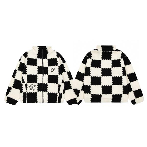 LOUIS VUITTON ルイヴィトン コピー 話題独占 2026新作 チェッカー柄 ボア素材 防寒アウター