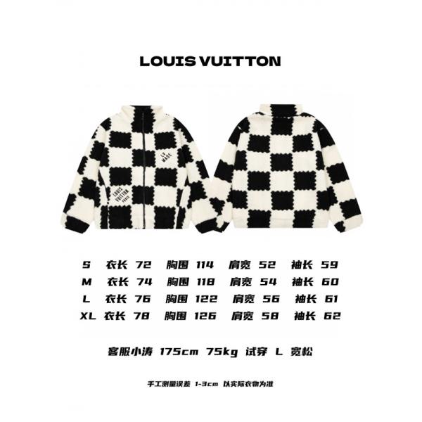 LOUIS VUITTON ルイヴィトン コピー 話題独占 2026新作 チェッカー柄 ボア素材 防寒アウター