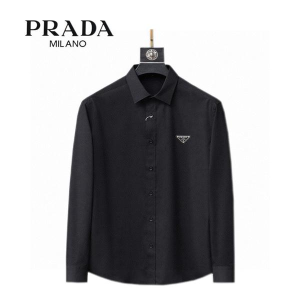 洗練 定番 PRADA プラダ コピー 上質感 ミニマル ロングスリーブ シャツ