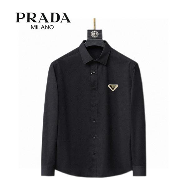 PRADA プラダ コピー モード感 ワンポイント 洗練 ロングスリーブ シャツ