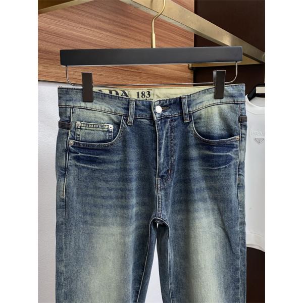 トレンド ヴィンテージ感 色落ち加工 定番 PRADA プラダ コピー デニムパンツ