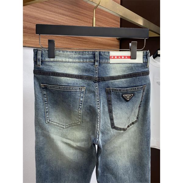 トレンド ヴィンテージ感 色落ち加工 定番 PRADA プラダ コピー デニムパンツ