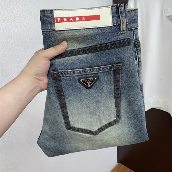 トレンド ヴィンテージ感 色落ち加工 定番 PRADA プラダ コピー デニムパンツ