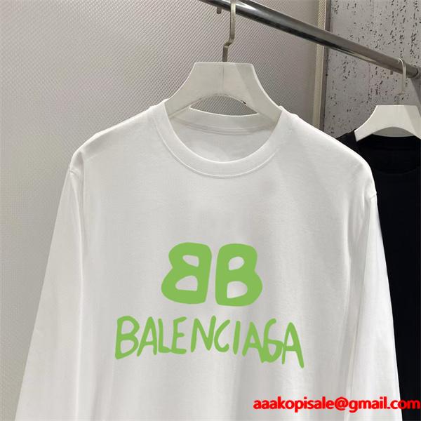 人気バレンシアガ ロングｔコピーBALENCIAGA  激安通販2026お洒落黒色ホワイト色