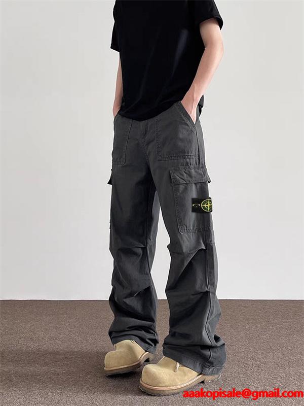 都会派 立体裁断 カーゴパンツ グレートーン 重厚 STONE ISLAND ストーンアイランド コピー