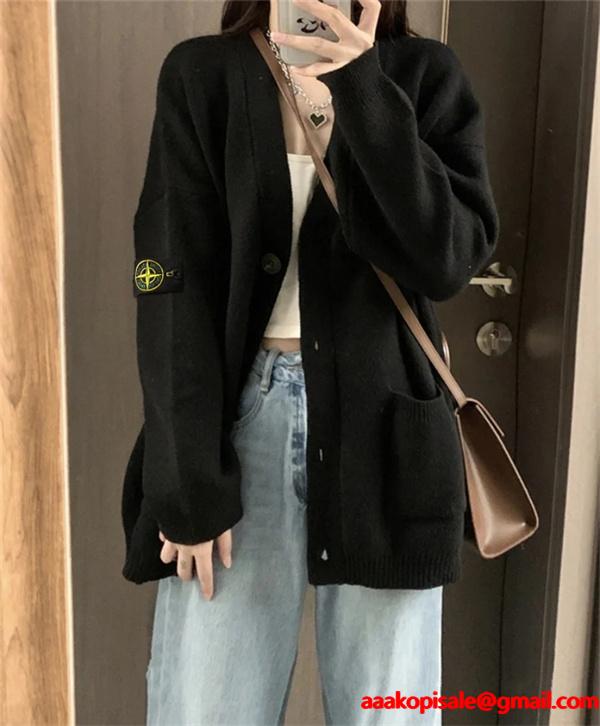 着回し自在 ミニマル STONE ISLAND ストーンアイランド コピー ニットカーディガン 柔らか質感