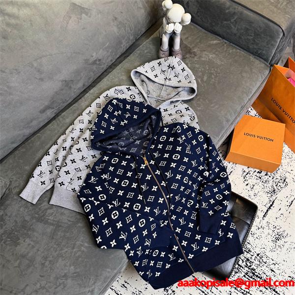 視線惹き付け 総柄 ジップパーカー 存在感 上品 LOUIS VUITTON ルイヴィトン コピー