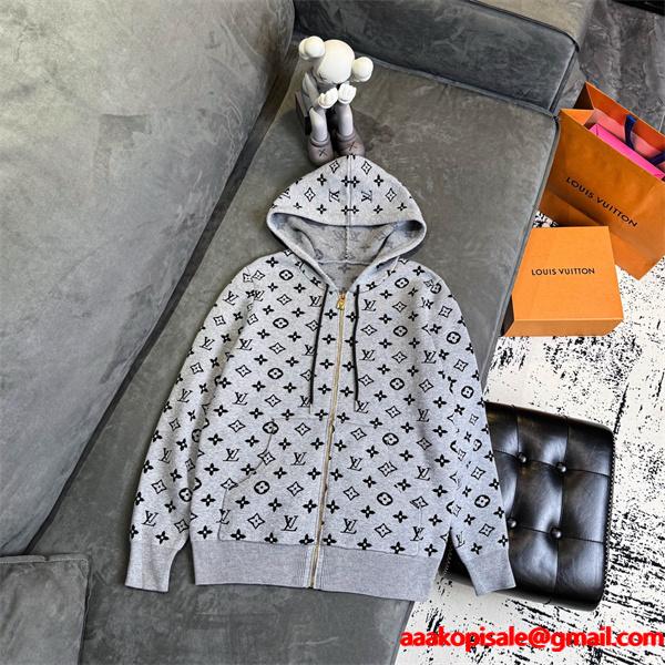 視線惹き付け 総柄 ジップパーカー 存在感 上品 LOUIS VUITTON ルイヴィトン コピー