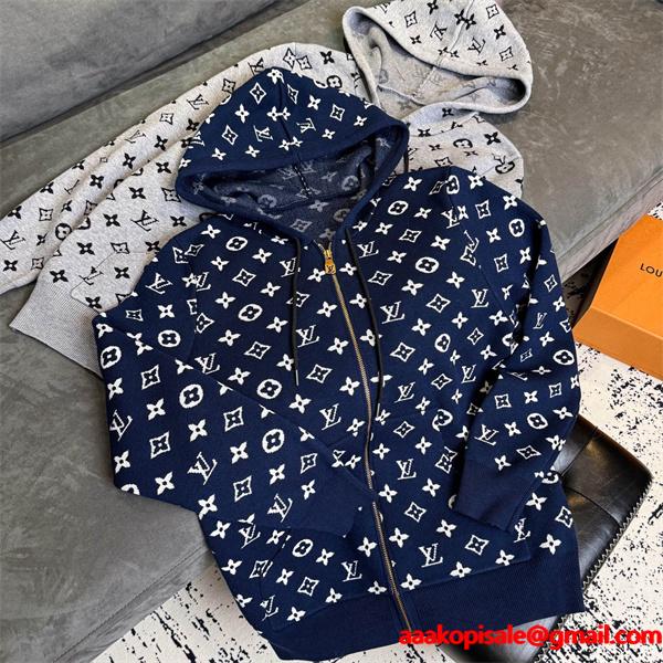 視線惹き付け 総柄 ジップパーカー 存在感 上品 LOUIS VUITTON ルイヴィトン コピー