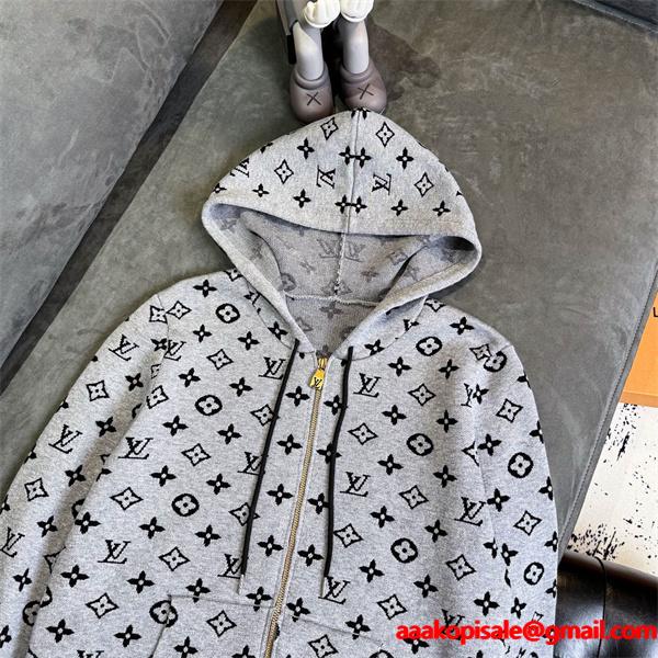 視線惹き付け 総柄 ジップパーカー 存在感 上品 LOUIS VUITTON ルイヴィトン コピー