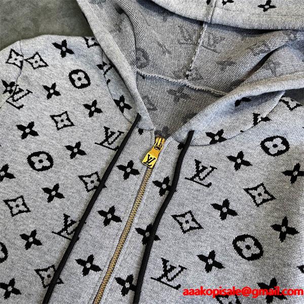 視線惹き付け 総柄 ジップパーカー 存在感 上品 LOUIS VUITTON ルイヴィトン コピー