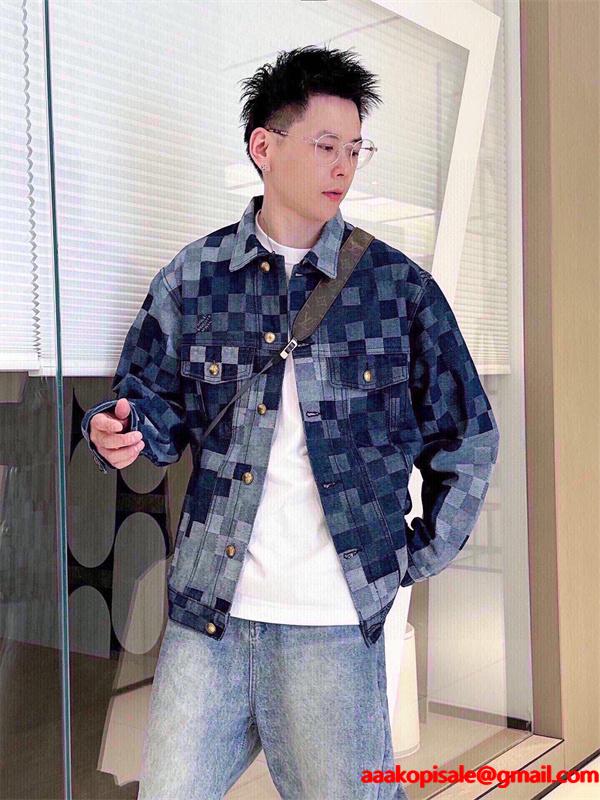 2026新作 トレンド チェック LOUIS VUITTON ルイヴィトン コピー デニム ジャケット 防風  