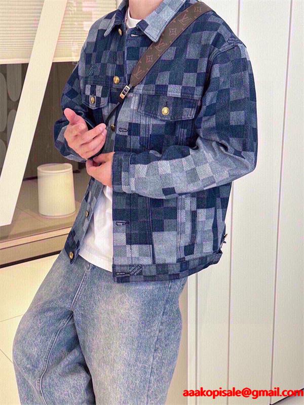2026新作 トレンド チェック LOUIS VUITTON ルイヴィトン コピー デニム ジャケット 防風  