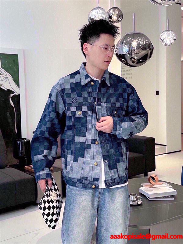 2026新作 トレンド チェック LOUIS VUITTON ルイヴィトン コピー デニム ジャケット 防風  