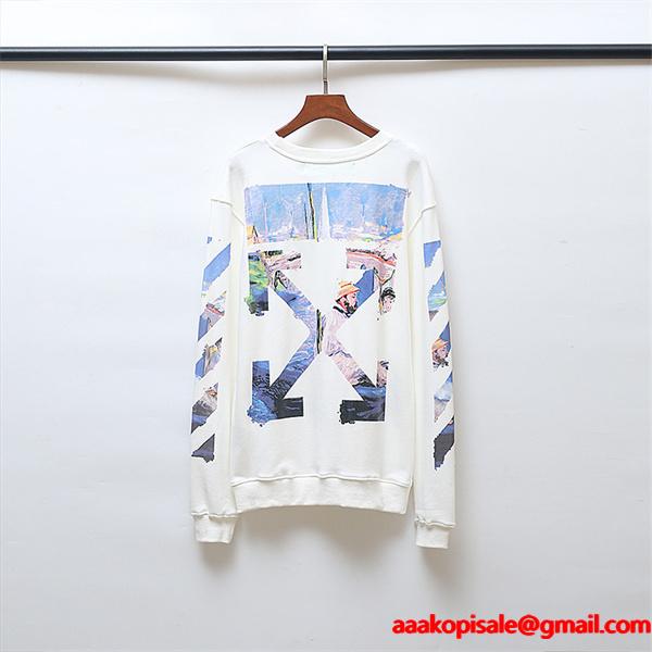 トレンド最前線 Off-White オフホワイト コピー クロスモチーフ 裏起毛 スウェット
