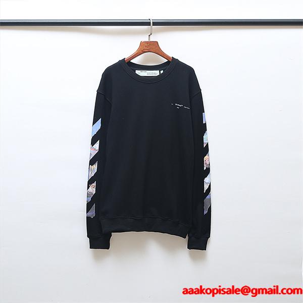 トレンド最前線 Off-White オフホワイト コピー クロスモチーフ 裏起毛 スウェット