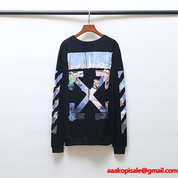 トレンド最前線 Off-White オフホワイト コピー クロスモチーフ 裏起毛 スウェット