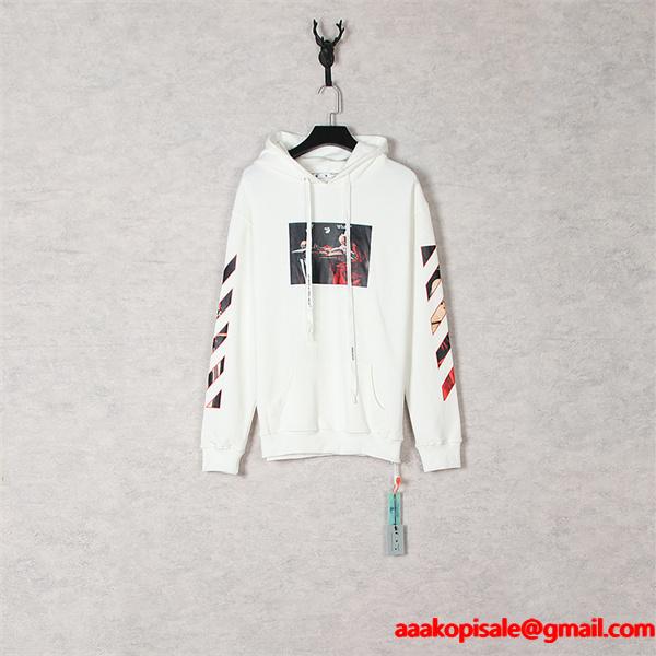 人気注目 Off-White オフホワイト コピー バックプリント フーディー 快適仕様