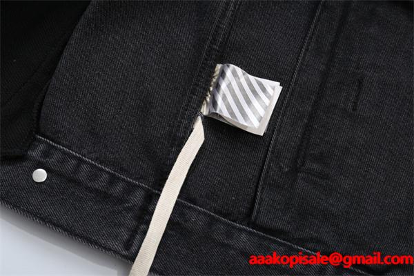 ヴィンテージ 合わせやすい ブラック デニム ジャケット 定番 Off-White オフホワイト コピー