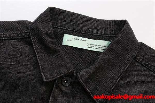 ヴィンテージ 合わせやすい ブラック デニム ジャケット 定番 Off-White オフホワイト コピー