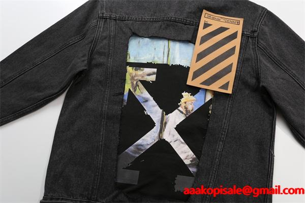 ヴィンテージ 合わせやすい ブラック デニム ジャケット 定番 Off-White オフホワイト コピー
