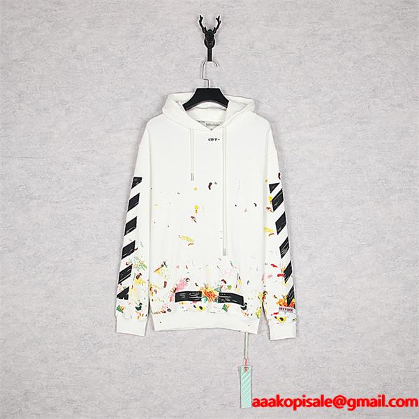 入手困難 2026新作 プリント Off-White オフホワイト コピー パーカー 視線集中モデル