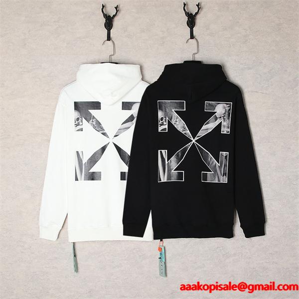 トレンド最前線 2026新作 クロス Off-White オフホワイト コピー バックプリント パーカー