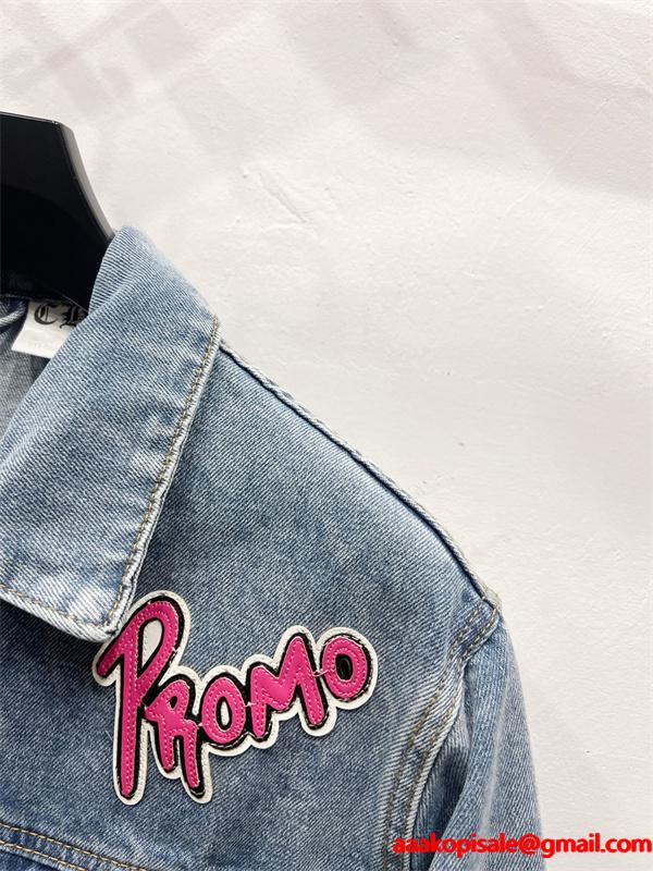 ストリート映え ワッペンデザイン デニムジャケット 個性派 CHROME HEARTS クロムハーツ コピー