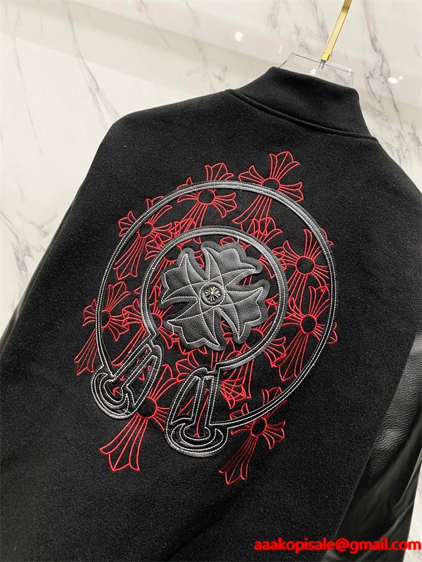 存在感抜群 刺繍 CHROME HEARTS クロムハーツ コピー スタジャン レザー切替 重厚 クラシック