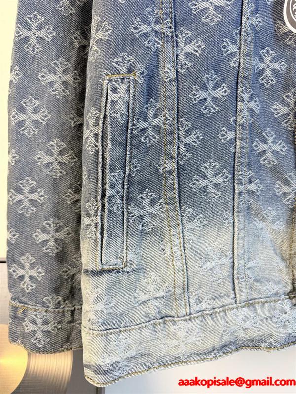 圧倒的存在感 総柄クロス デニムジャケット 重厚 2026新作 CHROME HEARTS クロムハーツ コピー