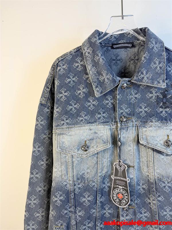 圧倒的存在感 総柄クロス デニムジャケット 重厚 2026新作 CHROME HEARTS クロムハーツ コピー