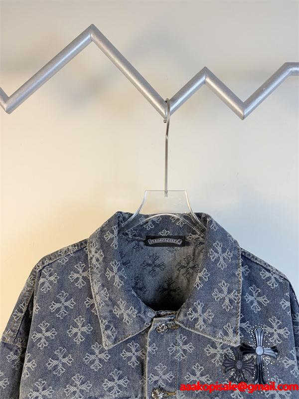 圧倒的存在感 総柄クロス デニムジャケット 重厚 2026新作 CHROME HEARTS クロムハーツ コピー