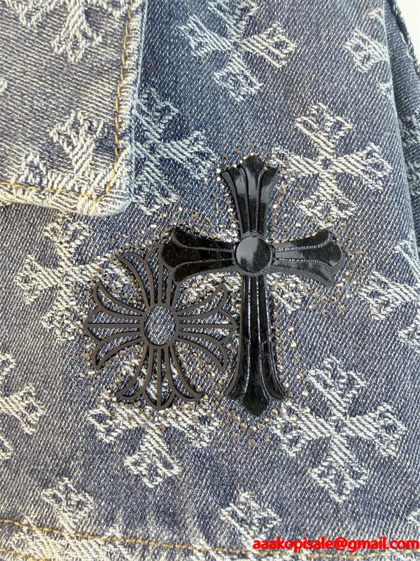 圧倒的存在感 総柄クロス デニムジャケット 重厚 2026新作 CHROME HEARTS クロムハーツ コピー