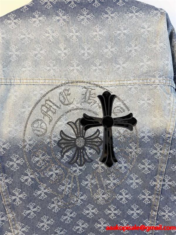 圧倒的存在感 総柄クロス デニムジャケット 重厚 2026新作 CHROME HEARTS クロムハーツ コピー