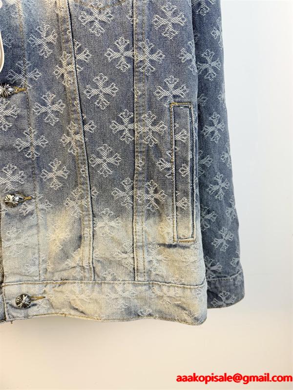 圧倒的存在感 総柄クロス デニムジャケット 重厚 2026新作 CHROME HEARTS クロムハーツ コピー