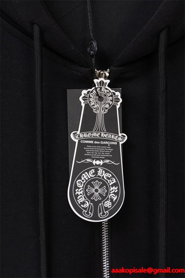 CHROME HEARTS クロムハーツ コピー 洗練ミニマル エンブレム刺繍 ジップパーカー 上質 厚手 定番