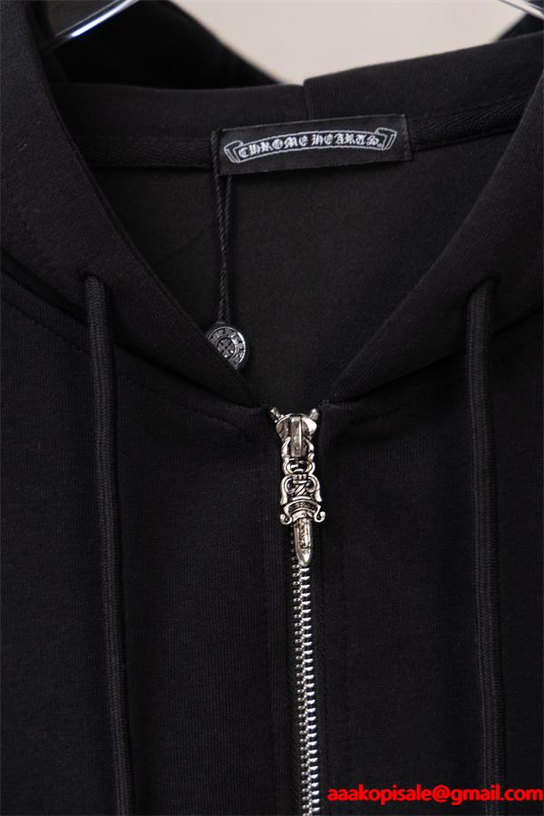 CHROME HEARTS クロムハーツ コピー 洗練ミニマル エンブレム刺繍 ジップパーカー 上質 厚手 定番