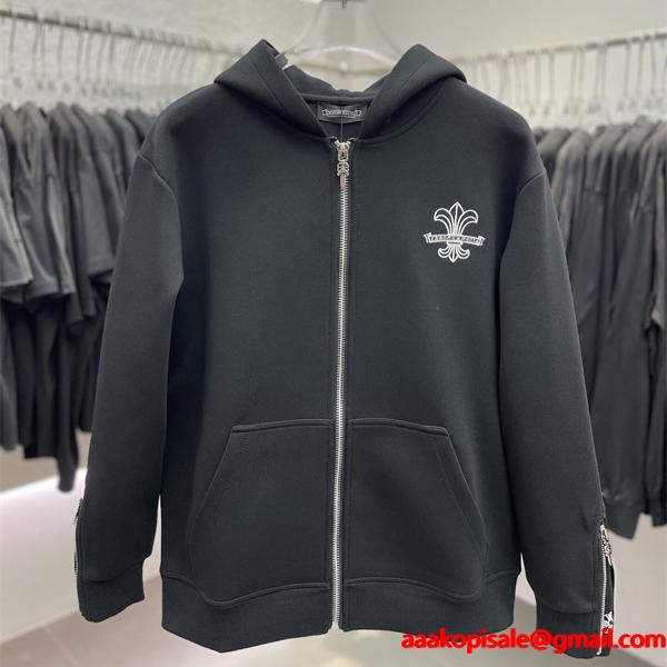 CHROME HEARTS クロムハーツ コピー 黒ミニマル 期間限定 ジップパーカー 上質 厚手 洗練