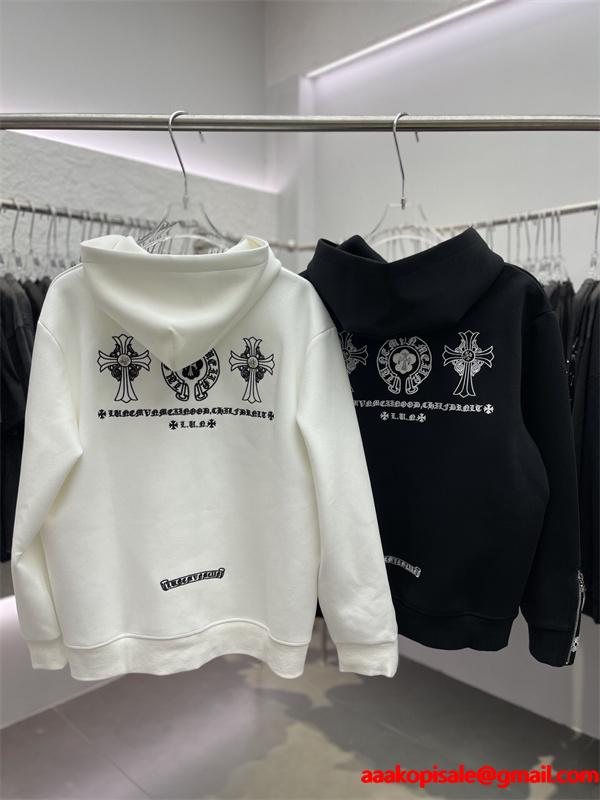 CHROME HEARTS クロムハーツ コピー 黒ミニマル 期間限定 ジップパーカー 上質 厚手 洗練
