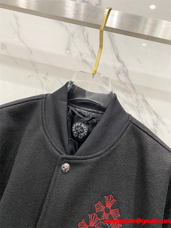 ブラック 刺繍 CHROME HEARTS クロムハーツ コピー スタジャン レザー切替 無骨 プレミアム