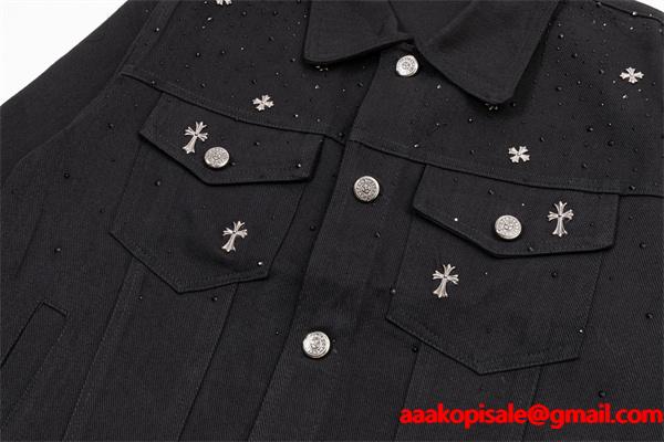 CHROME HEARTS クロムハーツ コピー ブラック クロススタッズ デニムジャケット シャープ 洗練