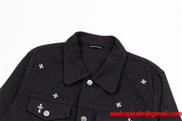 CHROME HEARTS クロムハーツ コピー ブラック クロススタッズ デニムジャケット シャープ 洗練