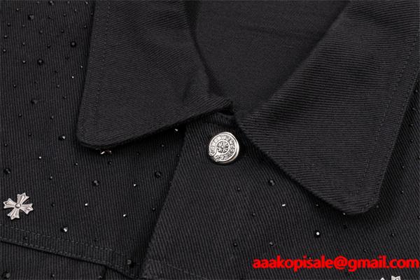 CHROME HEARTS クロムハーツ コピー ブラック クロススタッズ デニムジャケット シャープ 洗練