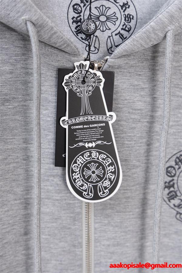 2026新作 グレー プリント CHROME HEARTS クロムハーツ コピー ジップパーカー 上質 柔らか 洗練