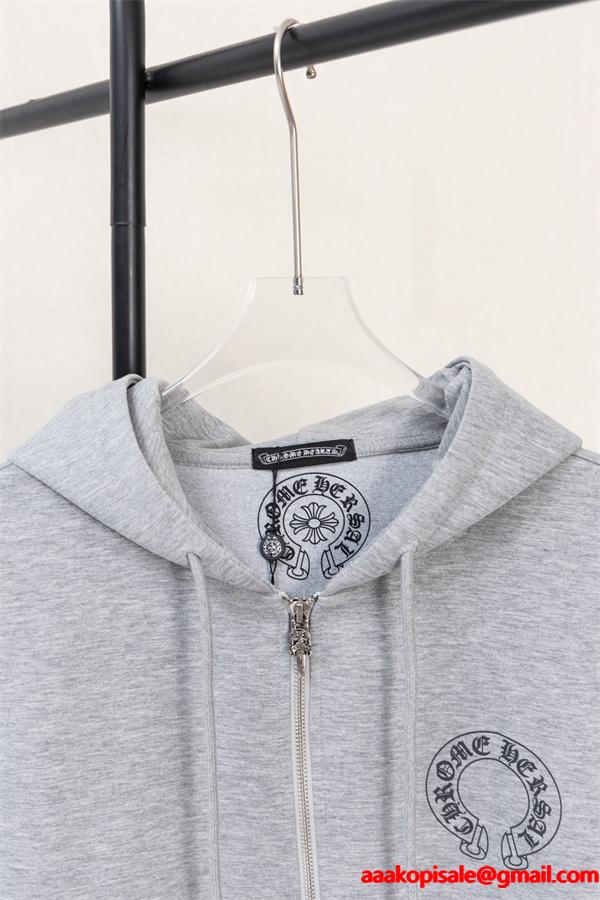 2026新作 グレー プリント CHROME HEARTS クロムハーツ コピー ジップパーカー 上質 柔らか 洗練
