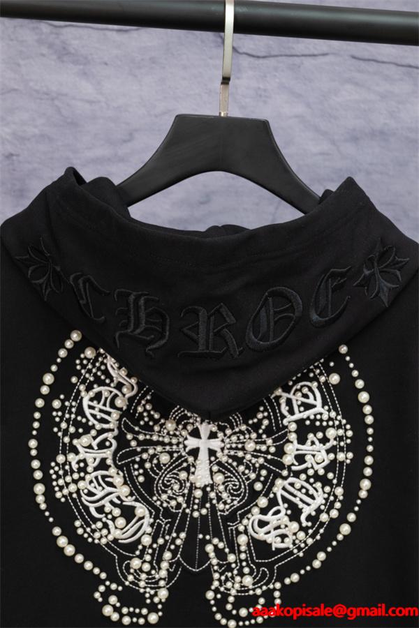 ホワイト オーナメントプリント CHROME HEARTS クロムハーツ コピー ジップパーカー 2026新作
